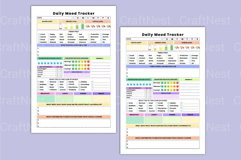 Mood Tracker Journal: Daily Mood Log - CraftNest - Digital Crafting and Art