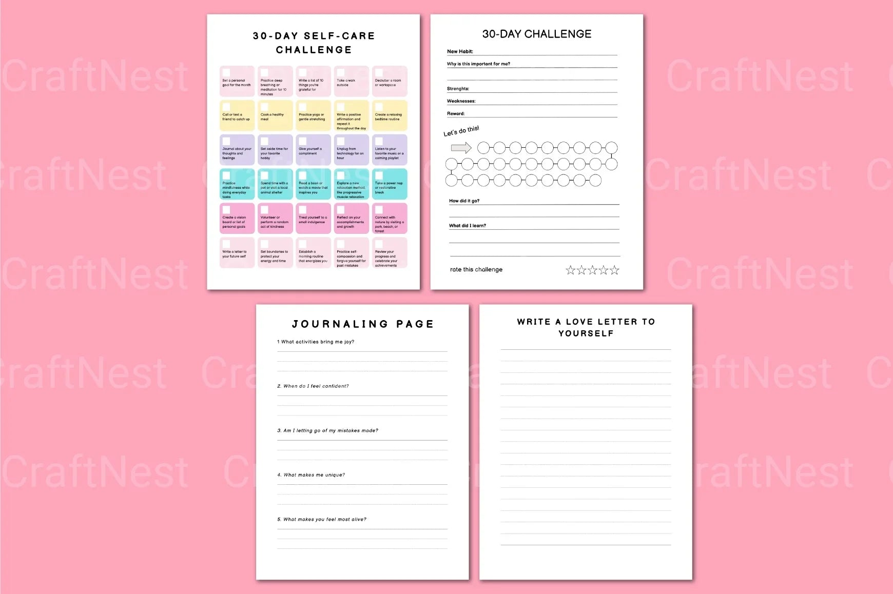 Day Self Care Challenge: Boost Your Wellbeing - CraftNest - Digital Crafting and Art