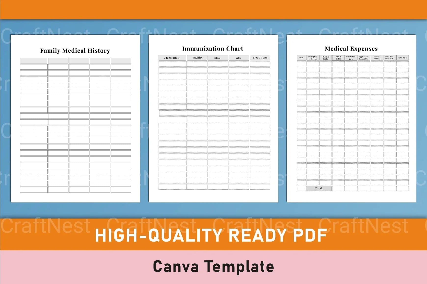 Medical Planner Template - CraftNest - Digital Crafting and Art