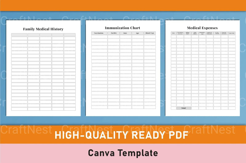 Medical Planner Template - CraftNest - Digital Crafting and Art