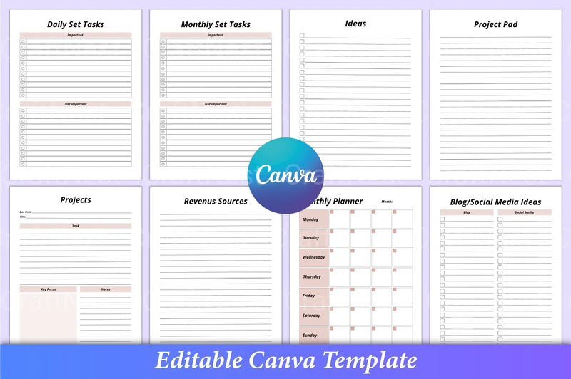 Girl Boss Planner Canva Template - CraftNest - Digital Crafting and Art