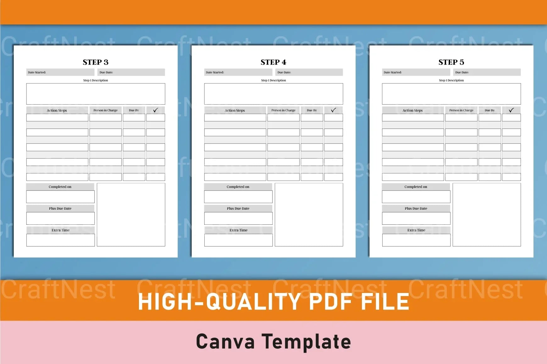 Side Hustle Project Planner Template on Canva - CraftNest - Digital Crafting and Art