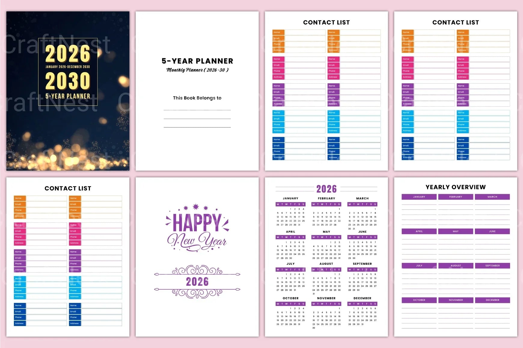 Yearly Monthly Planner Template - CraftNest - Digital Crafting and Art