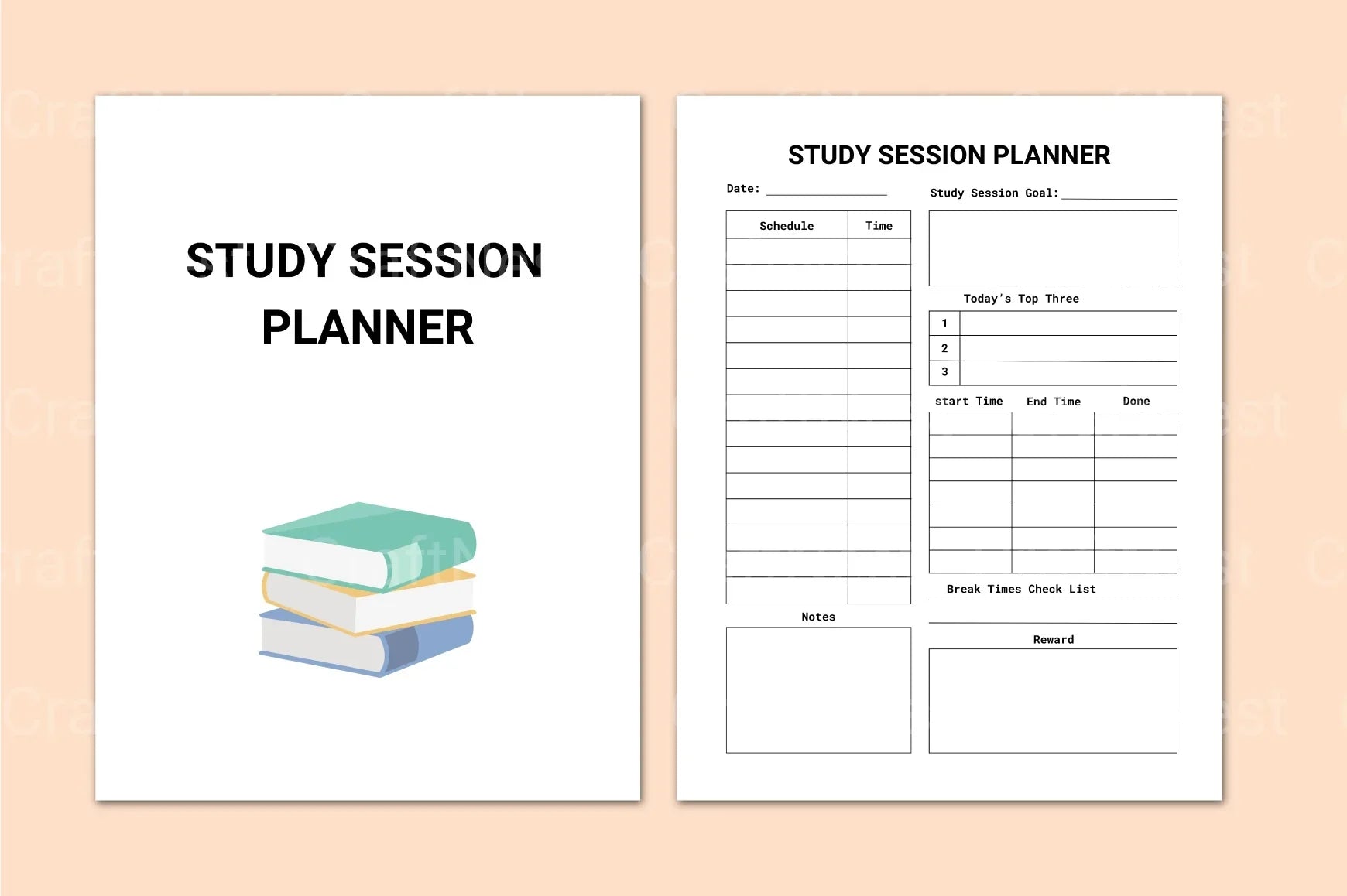 Study Session Planner for Effective Time Management - CraftNest - Digital Crafting and Art