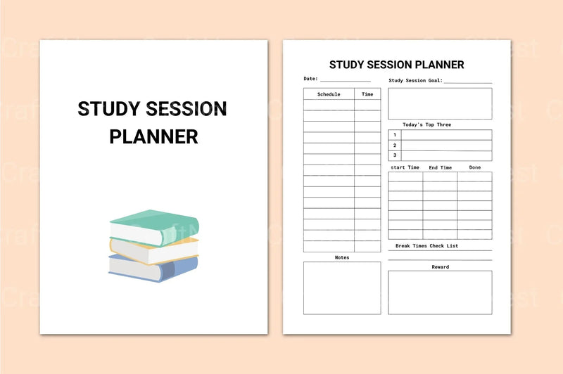 Study Session Planner for Effective Time Management - CraftNest - Digital Crafting and Art