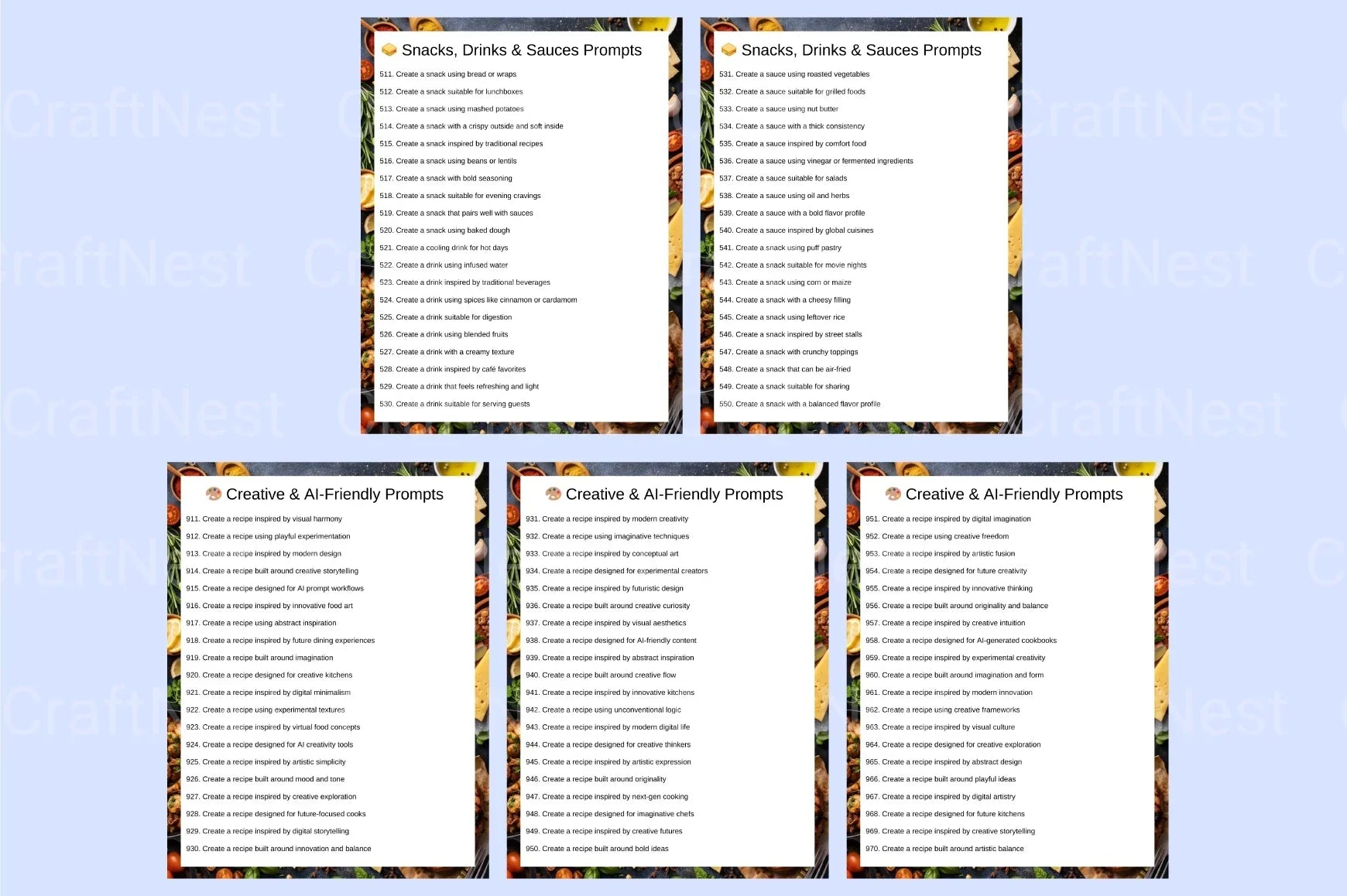 Recipe Creator Prompts for Culinary Inspiration - CraftNest - Digital Crafting and Art
