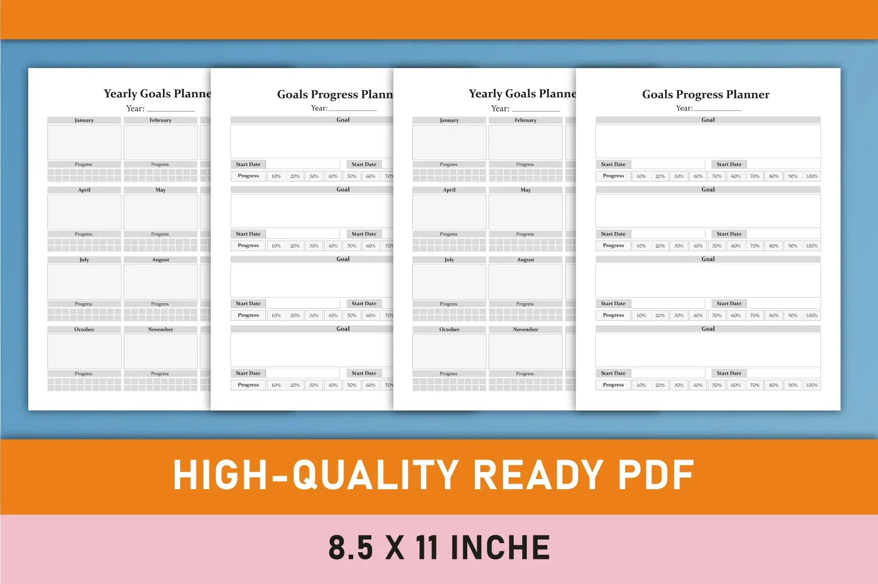 Yearly Goals Planner  Bundle - CraftNest - Digital Crafting and Art