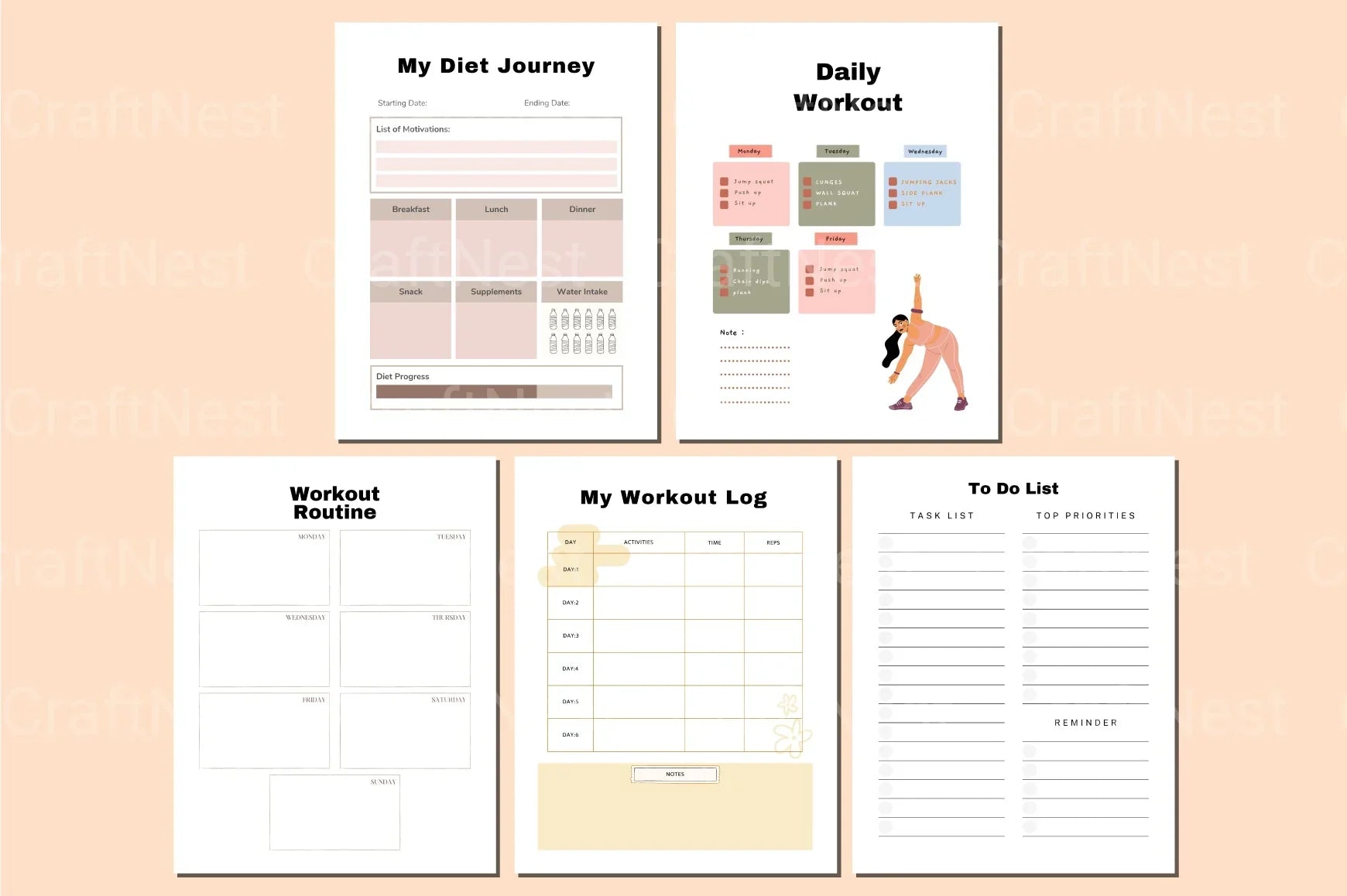Weight Loss Planner - CraftNest - Digital Crafting and Art