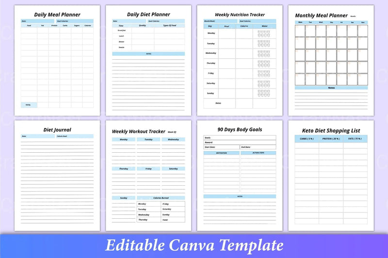 Keto Diet Planner Canva Interior - CraftNest - Digital Crafting and Art