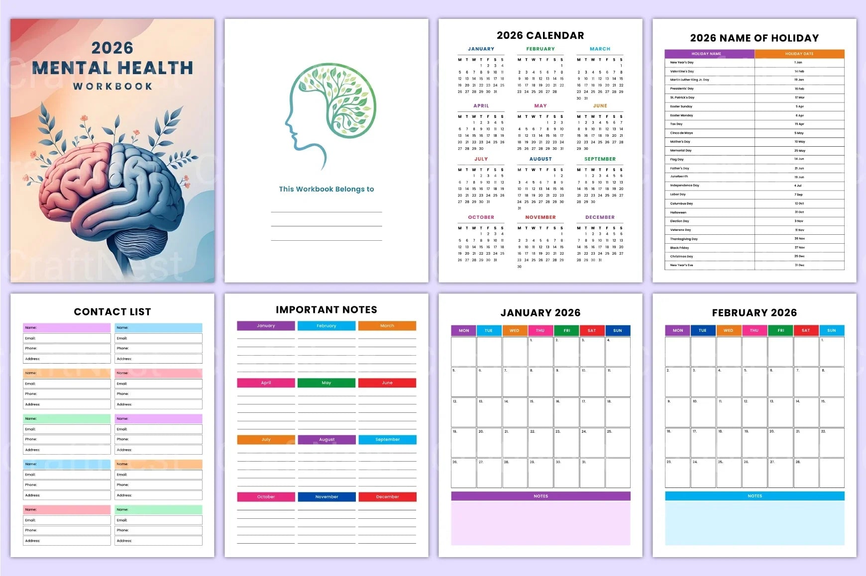 Mental Health Workbook for Personal Growth - CraftNest - Digital Crafting and Art