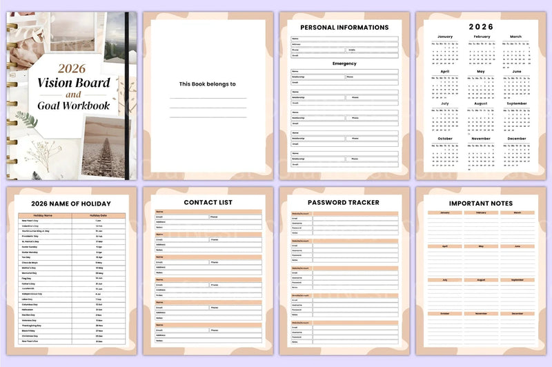 Vision Board Goal Workbook for Success - CraftNest - Digital Crafting and Art