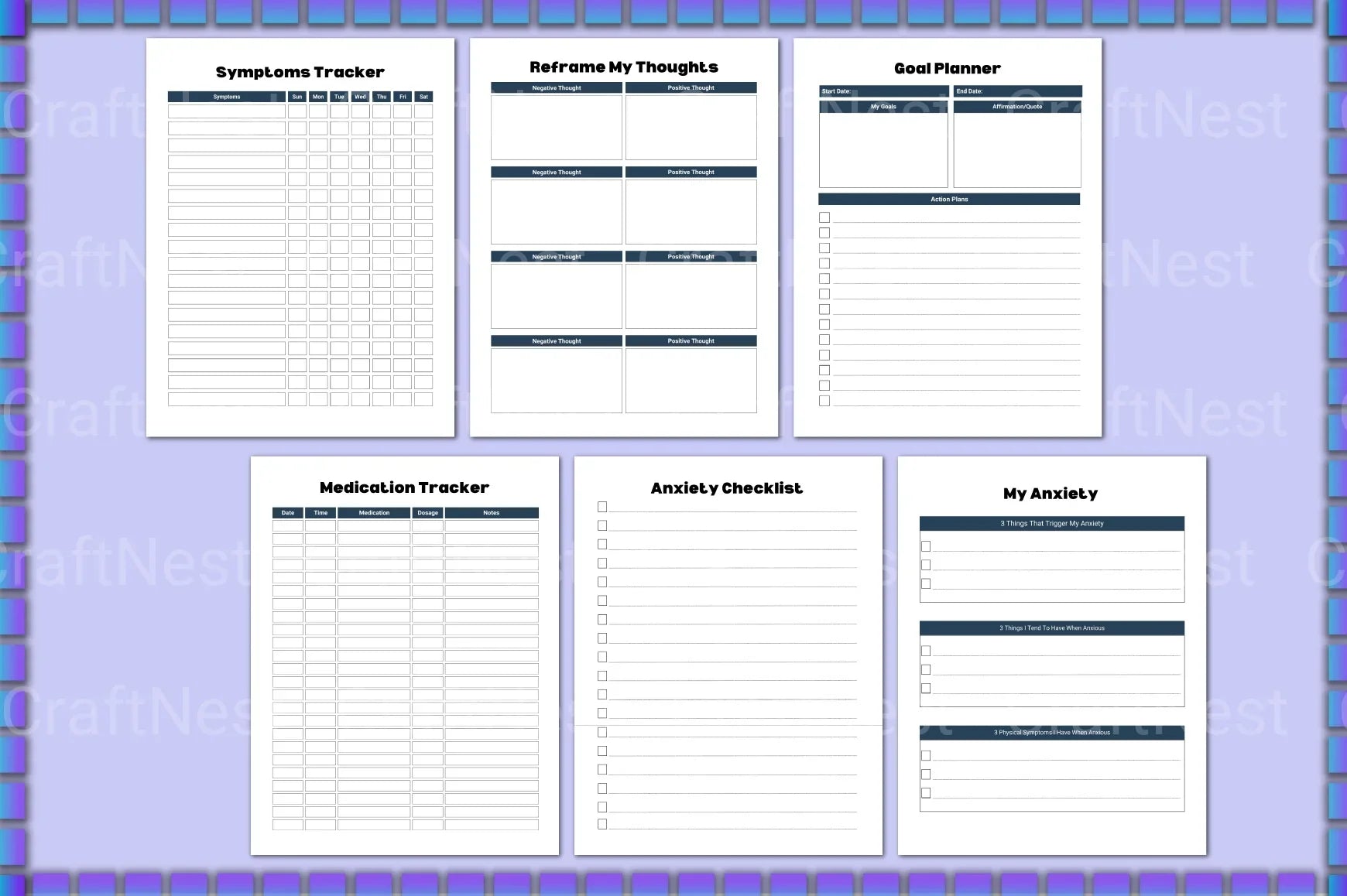 Mental Health Planner for Well-being and Organization - CraftNest - Digital Crafting and Art
