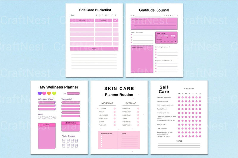 Self-Care Wellness Planner for Personal Growth - CraftNest - Digital Crafting and Art