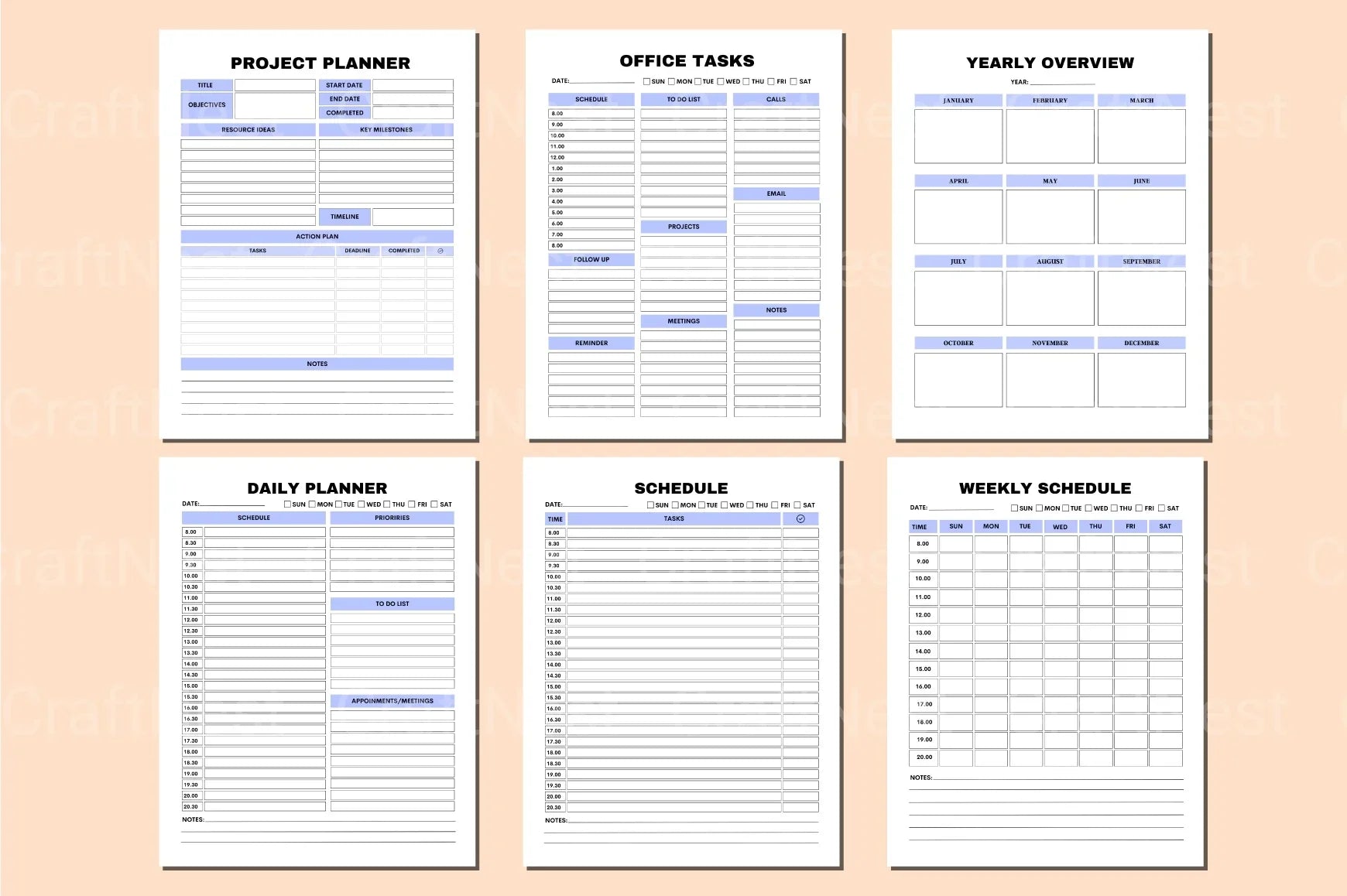 Office Tasks Planner - CraftNest - Digital Crafting and Art