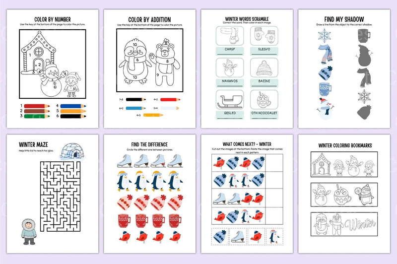 Kindergarten Winter Workbook Activities - CraftNest - Digital Crafting and Art
