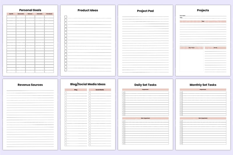 Side Hustle Planner for Entrepreneurs - CraftNest - Digital Crafting and Art