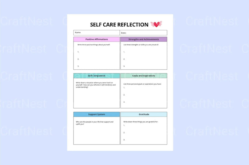 Self Care Reflection Guide - CraftNest - Digital Crafting and Art