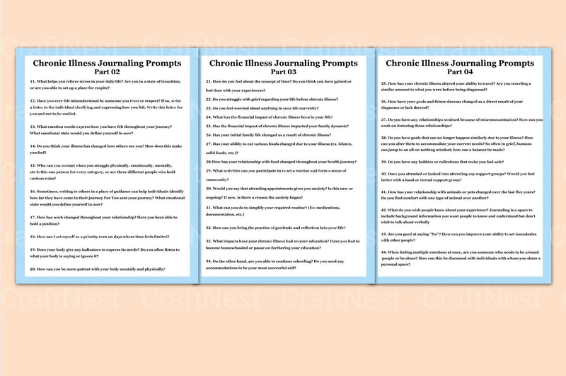Chronic Illness Reflection Prompts for Personal Growth - CraftNest - Digital Crafting and Art