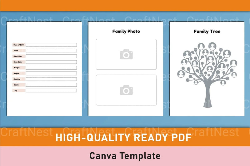Baby Memory Book Template - Canva Design - CraftNest - Digital Crafting and Art