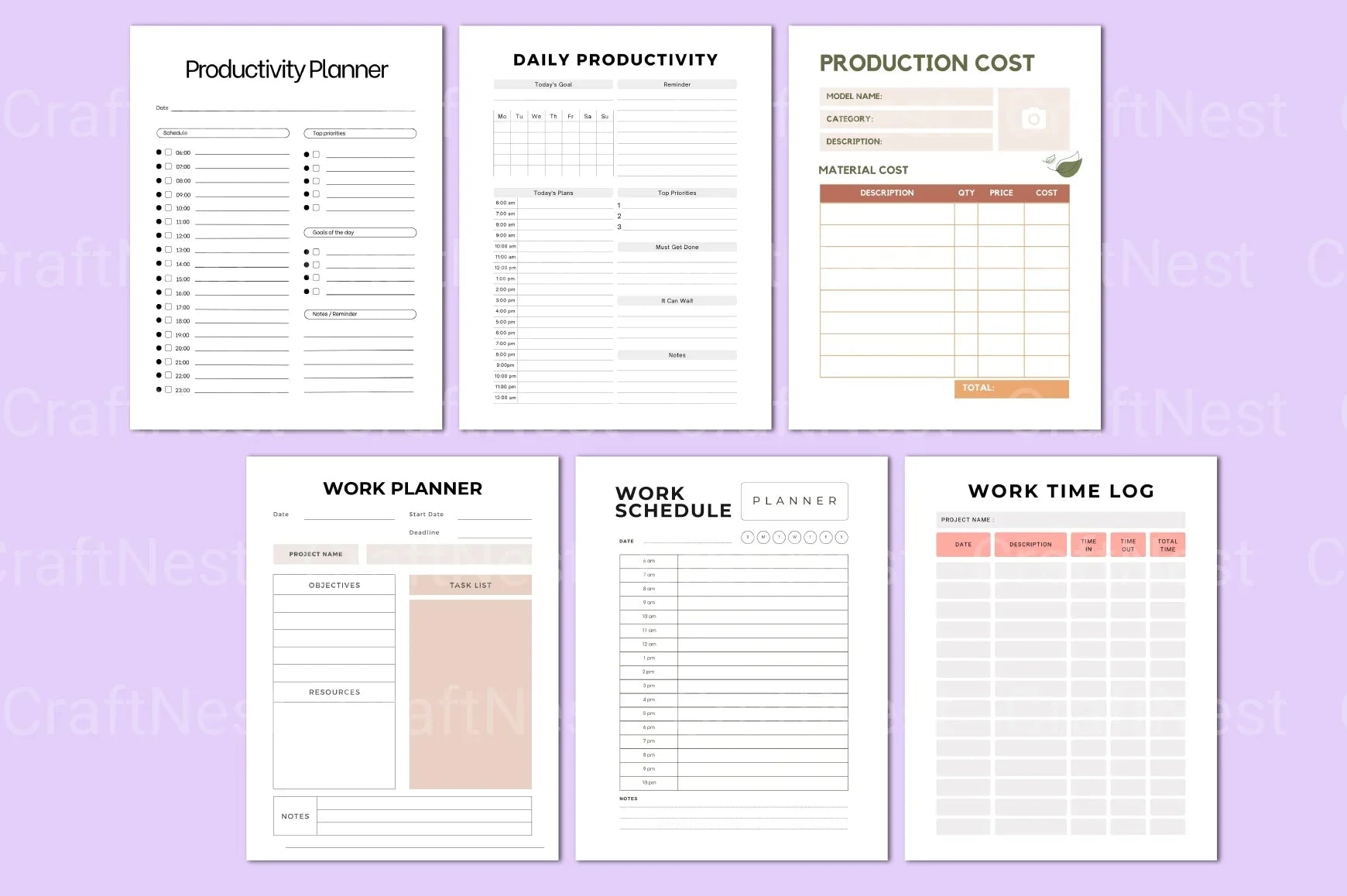 Productivity Work Planner - CraftNest - Digital Crafting and Art