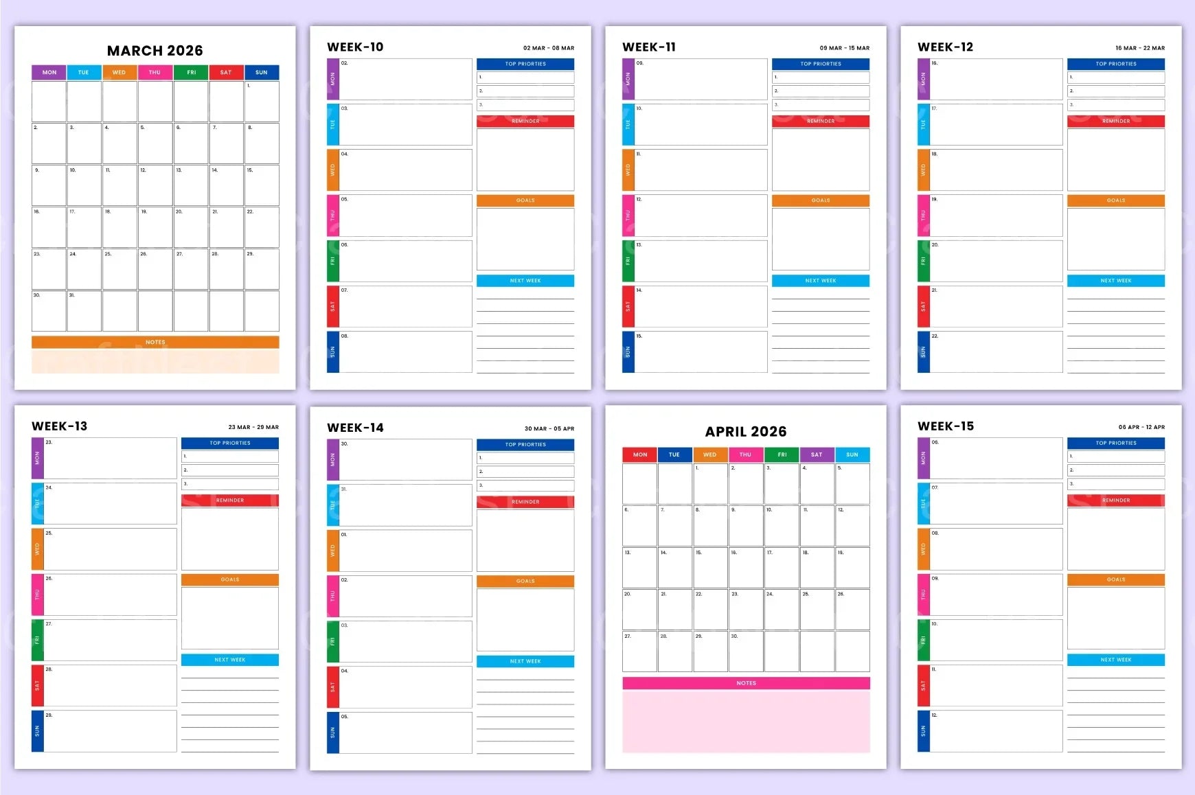 Weekly Planner Organizer - CraftNest - Digital Crafting and Art