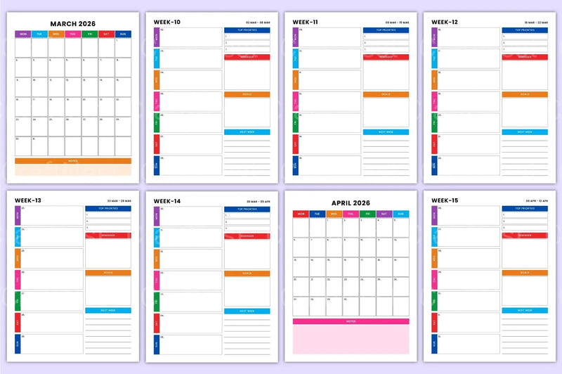 Weekly Planner Organizer - CraftNest - Digital Crafting and Art