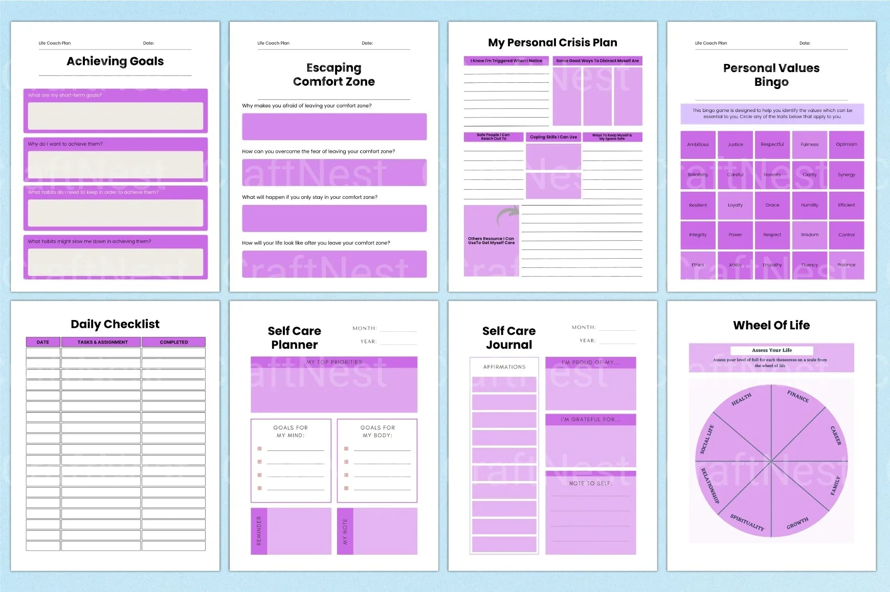 Life Coaching Planner for Personal Growth - CraftNest - Digital Crafting and Art