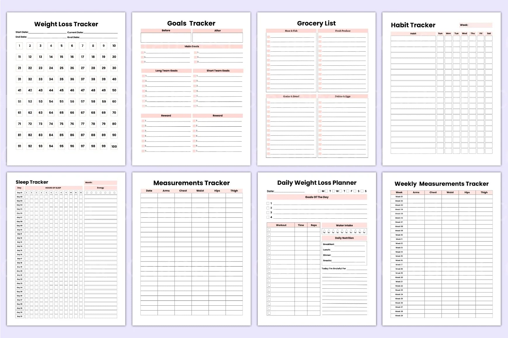 Weight Loss Planner for Effective Results - CraftNest - Digital Crafting and Art