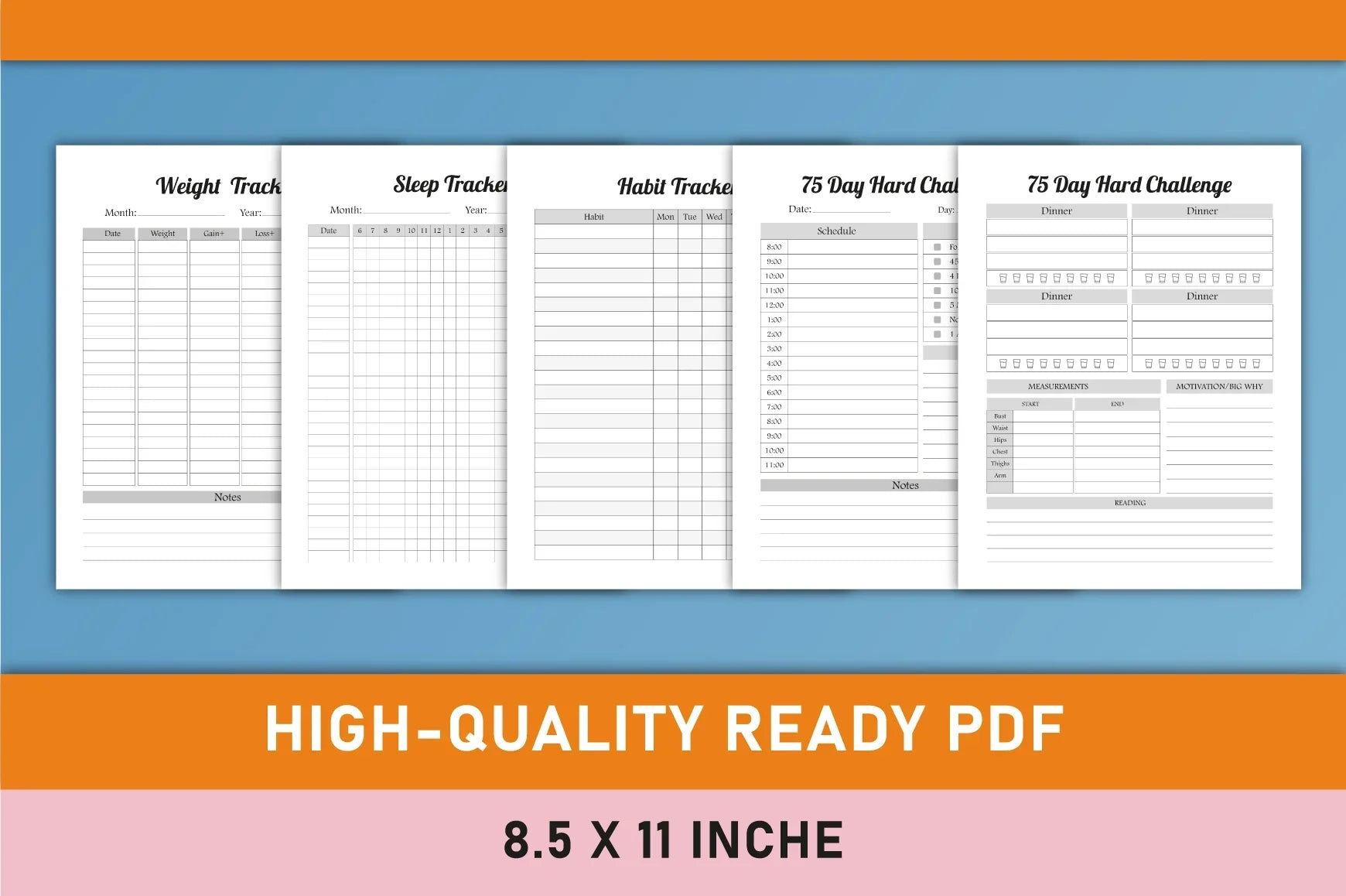 Day Hard Challenge Planner - Printable Planner - CraftNest - Digital Crafting and Art