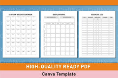 Customizable Fitness Planner Canva Template - CraftNest - Digital Crafting and Art