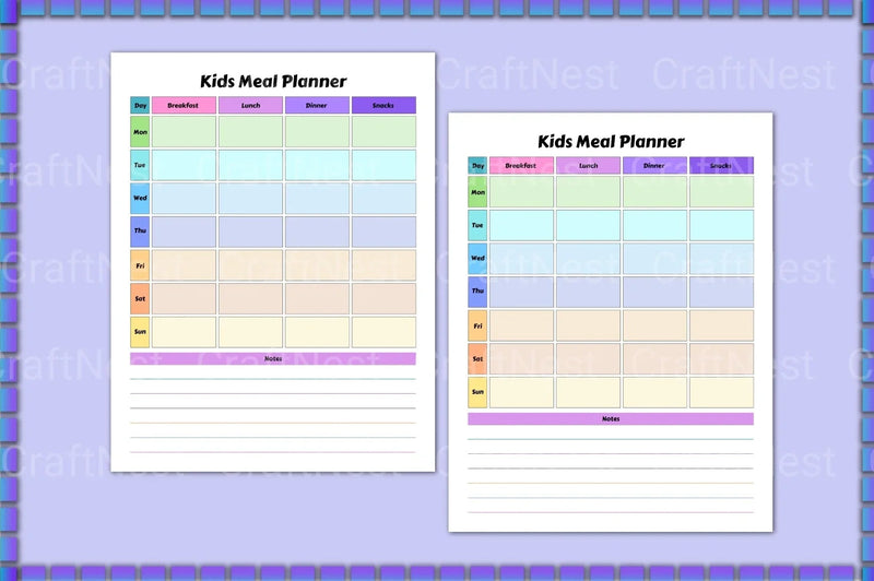 Kids Meal Planner for Healthy Eating - CraftNest - Digital Crafting and Art