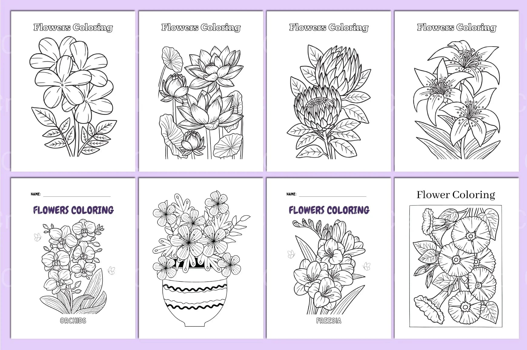 Flower Coloring Book for Relaxation - CraftNest - Digital Crafting and Art