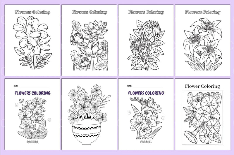Flower Coloring Book for Relaxation - CraftNest - Digital Crafting and Art