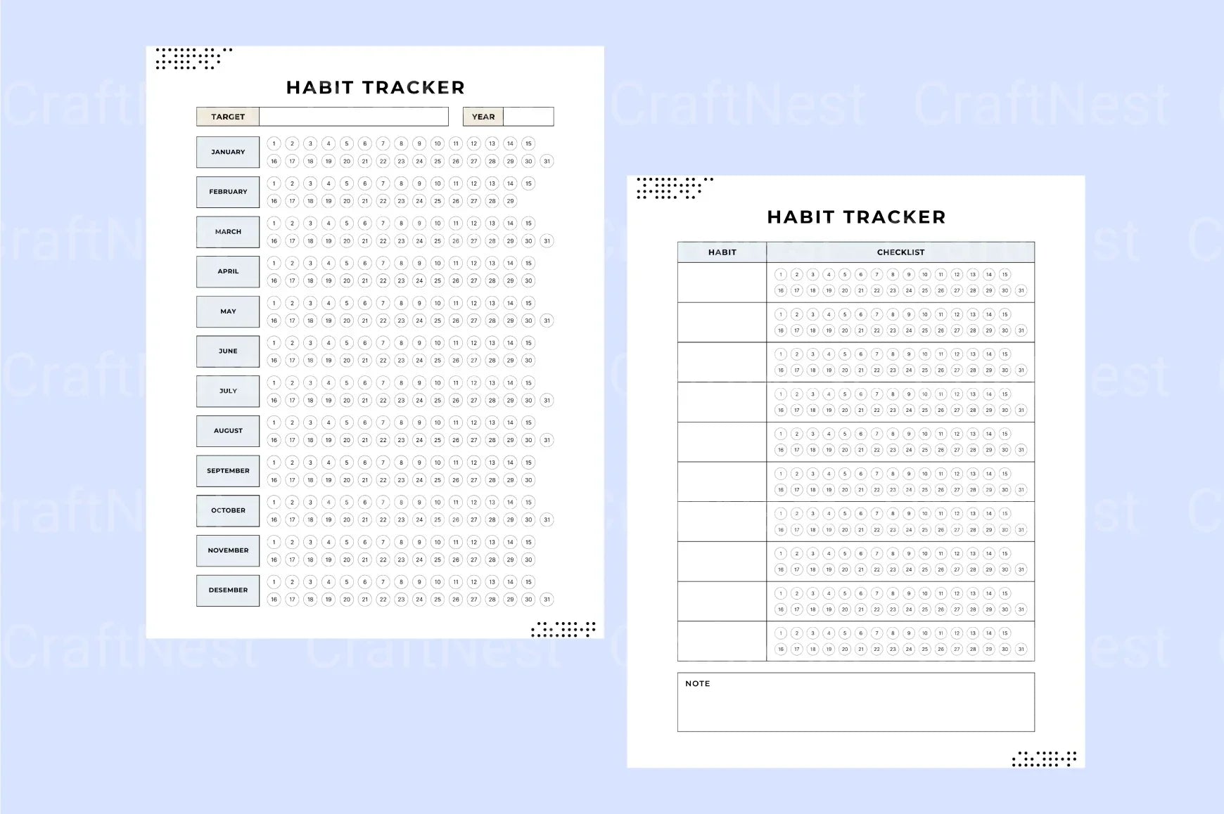 Effective Habit Tracker for Daily Success - CraftNest - Digital Crafting and Art