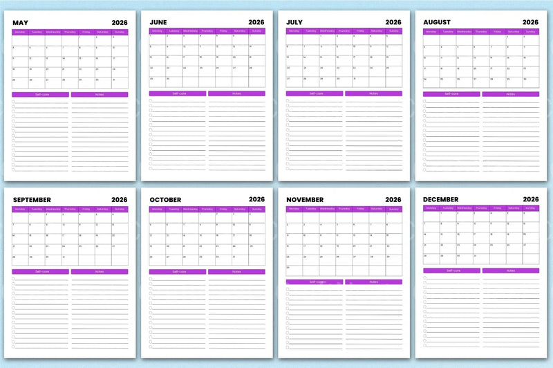 Monthly Agenda Planner - CraftNest - Digital Crafting and Art