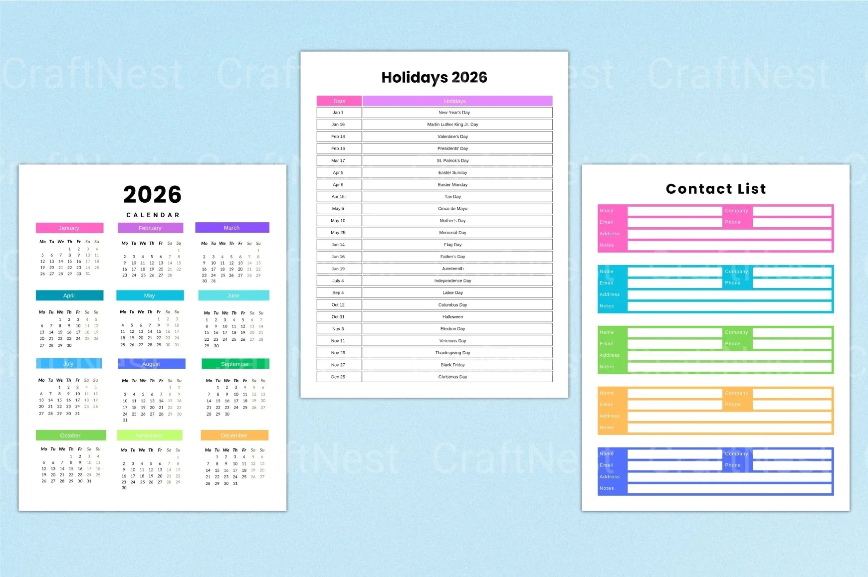 Weekly Planner Template - CraftNest - Digital Crafting and Art