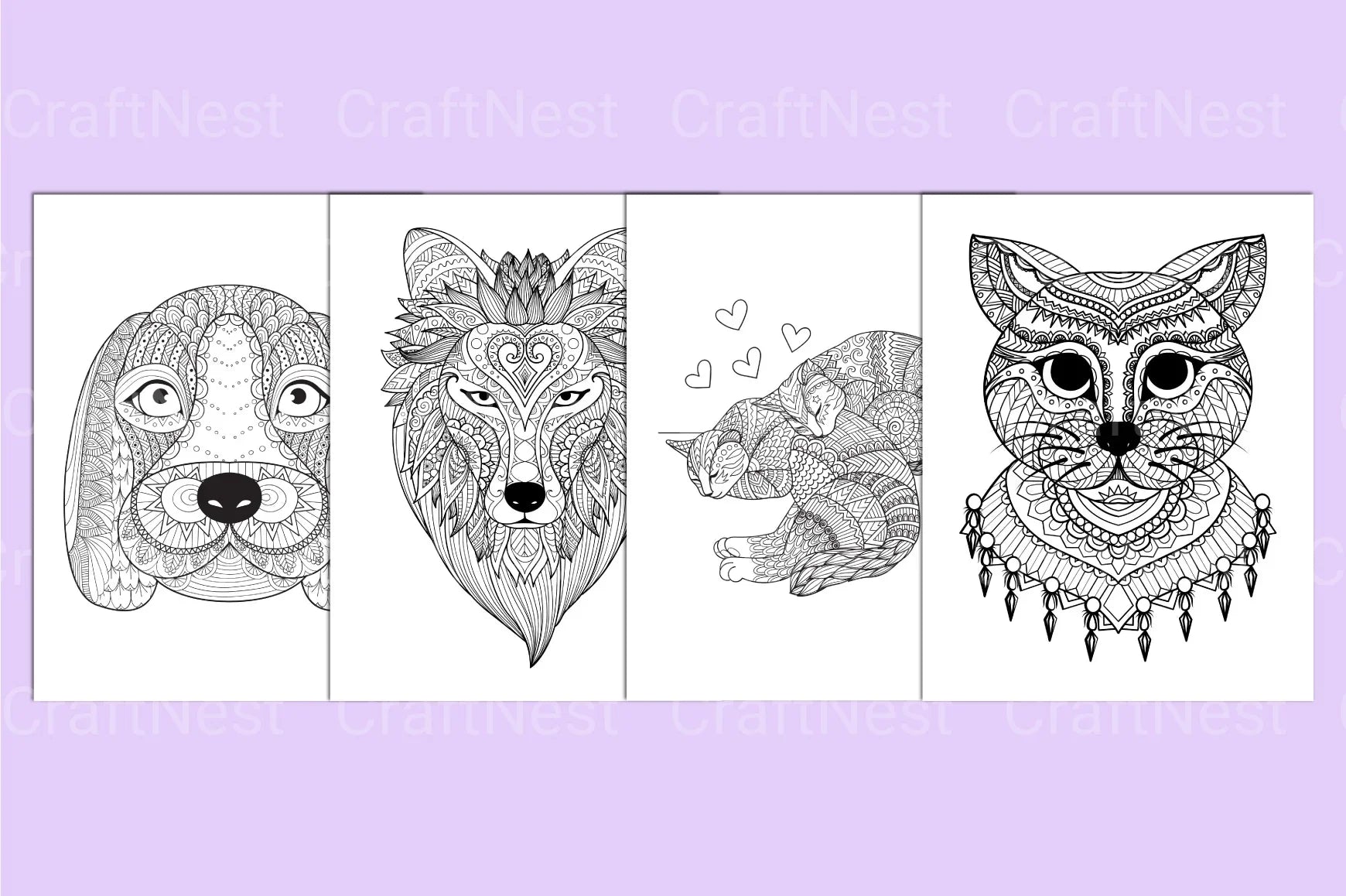 Animal Mandala Face Coloring Book - CraftNest - Digital Crafting and Art