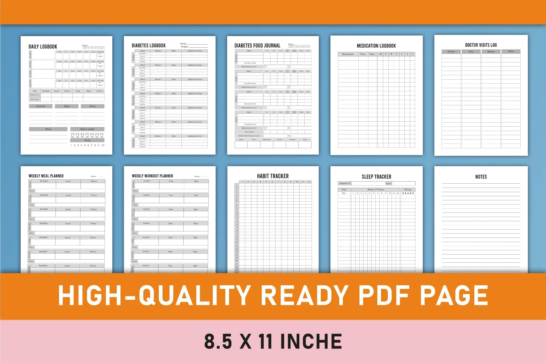Diabetes Planner Printable Bundle - CraftNest - Digital Crafting and Art