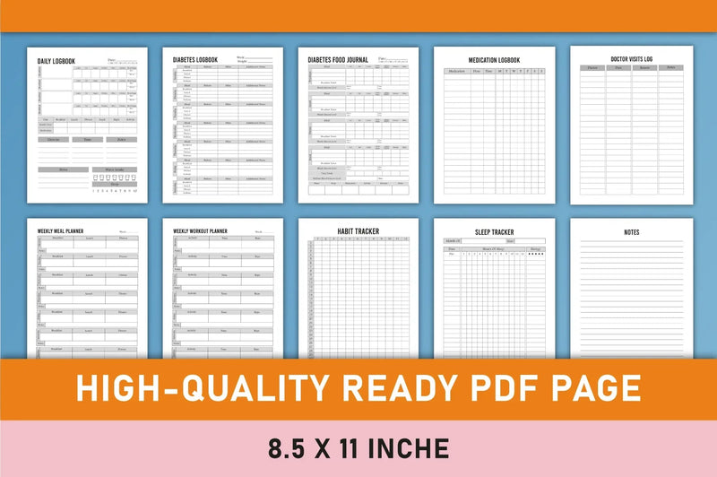 Diabetes Planner Printable Bundle - CraftNest - Digital Crafting and Art