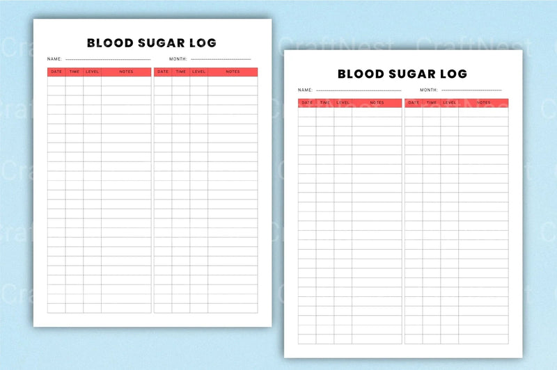 Blood Sugar Log Tracker - CraftNest - Digital Crafting and Art