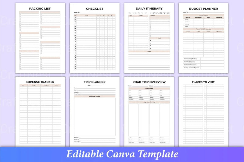 Travel Planner Canva Template Interior - CraftNest - Digital Crafting and Art