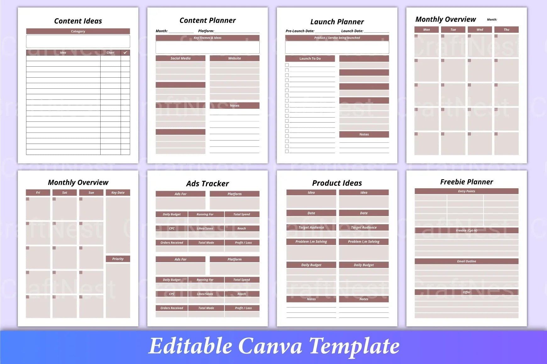 Online Business Planner Canva Template - CraftNest - Digital Crafting and Art