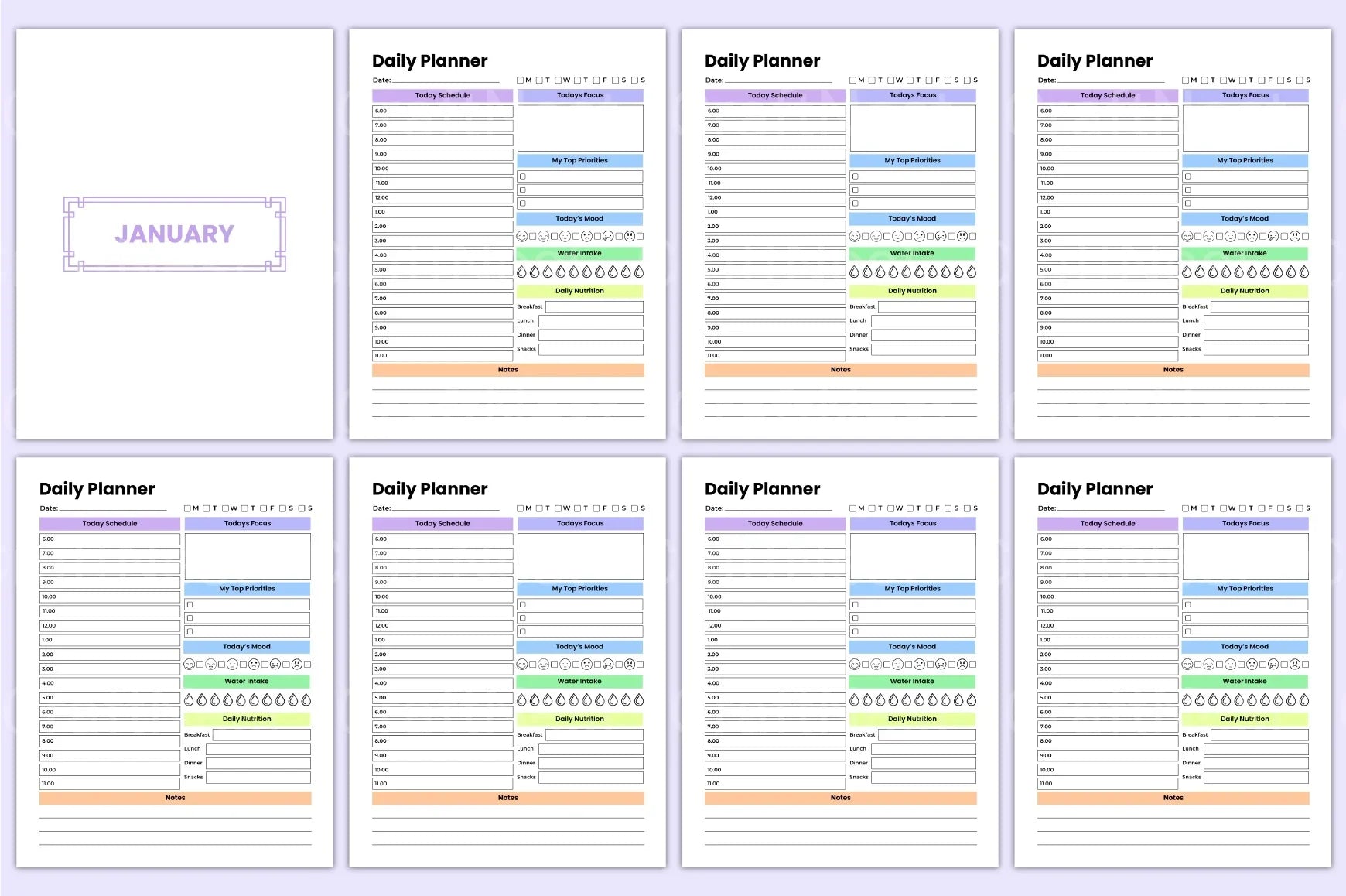 Undated Yearly Daily Planner - CraftNest - Digital Crafting and Art