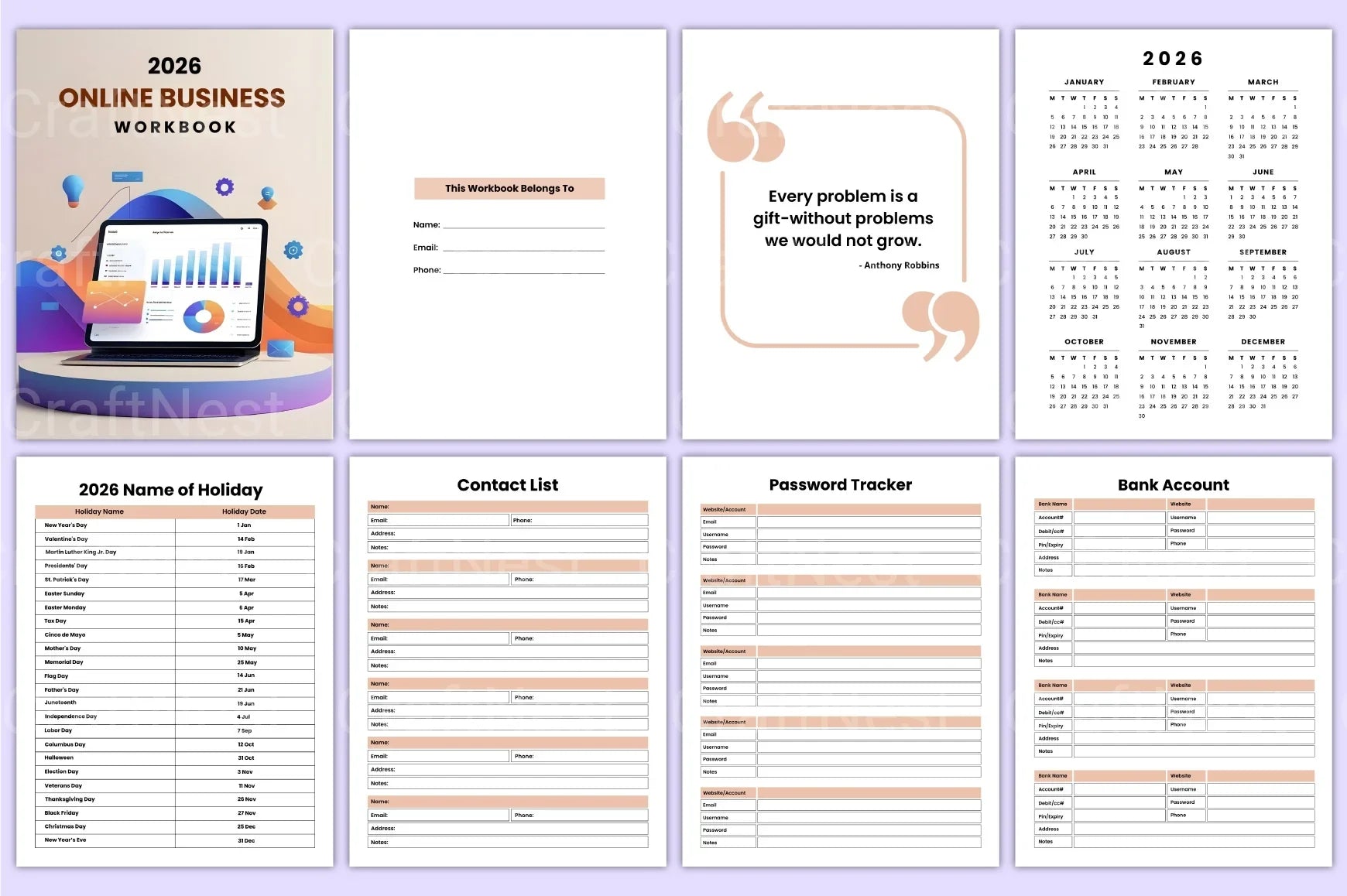 Online Business Workbook for Success - CraftNest - Digital Crafting and Art