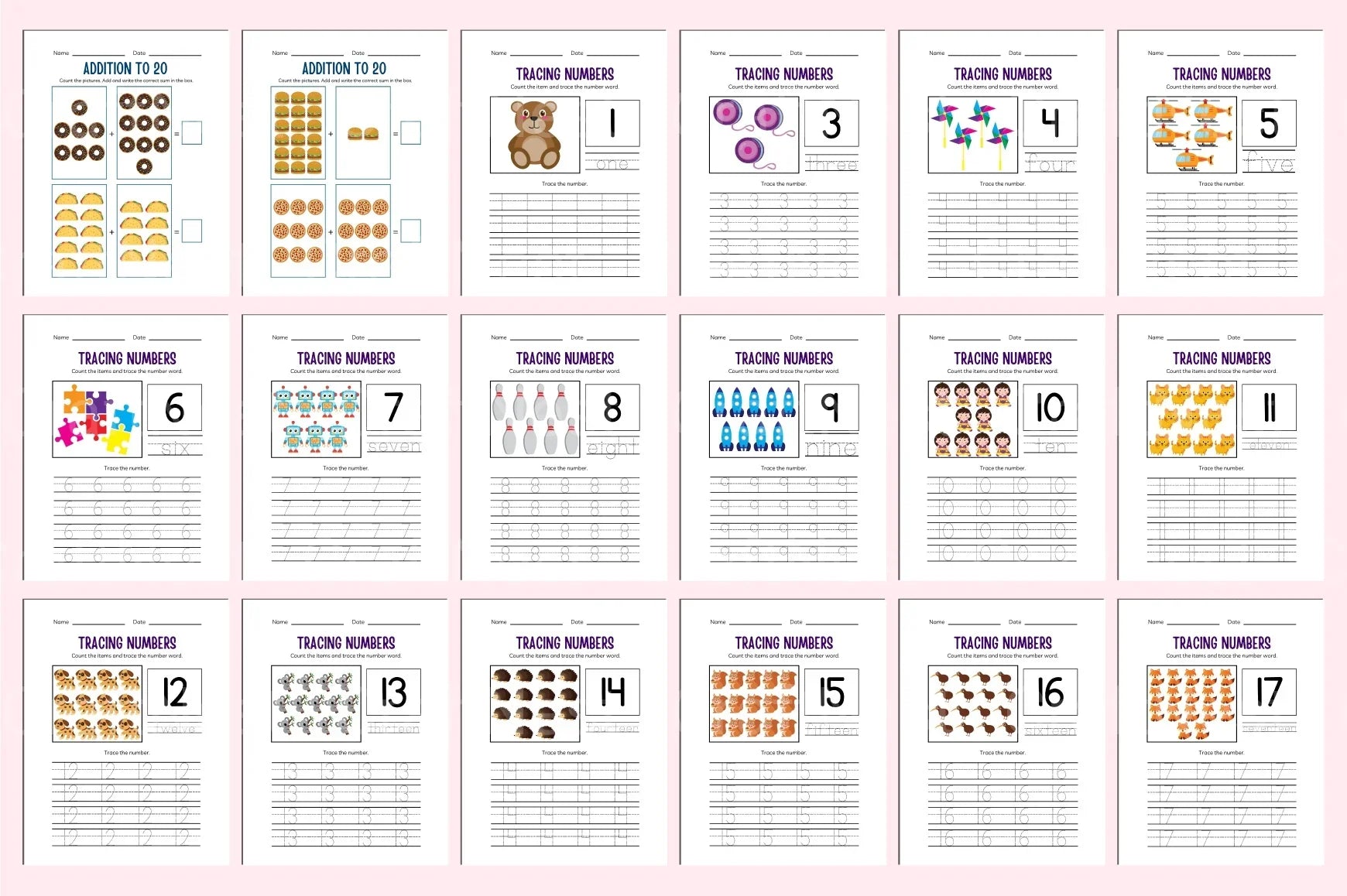 Kindergarten Addition Workbook - CraftNest - Digital Crafting and Art