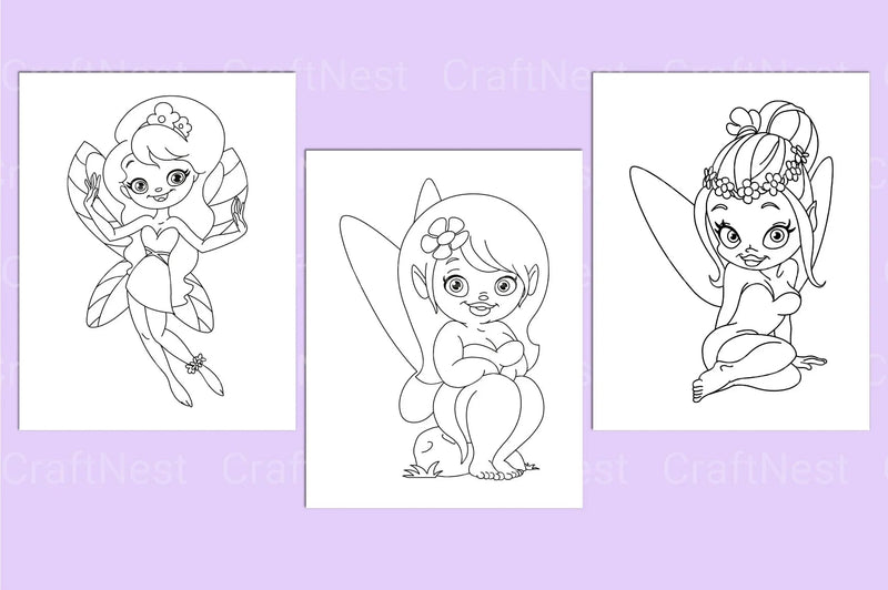 Cute Fairy Coloring Page - CraftNest - Digital Crafting and Art