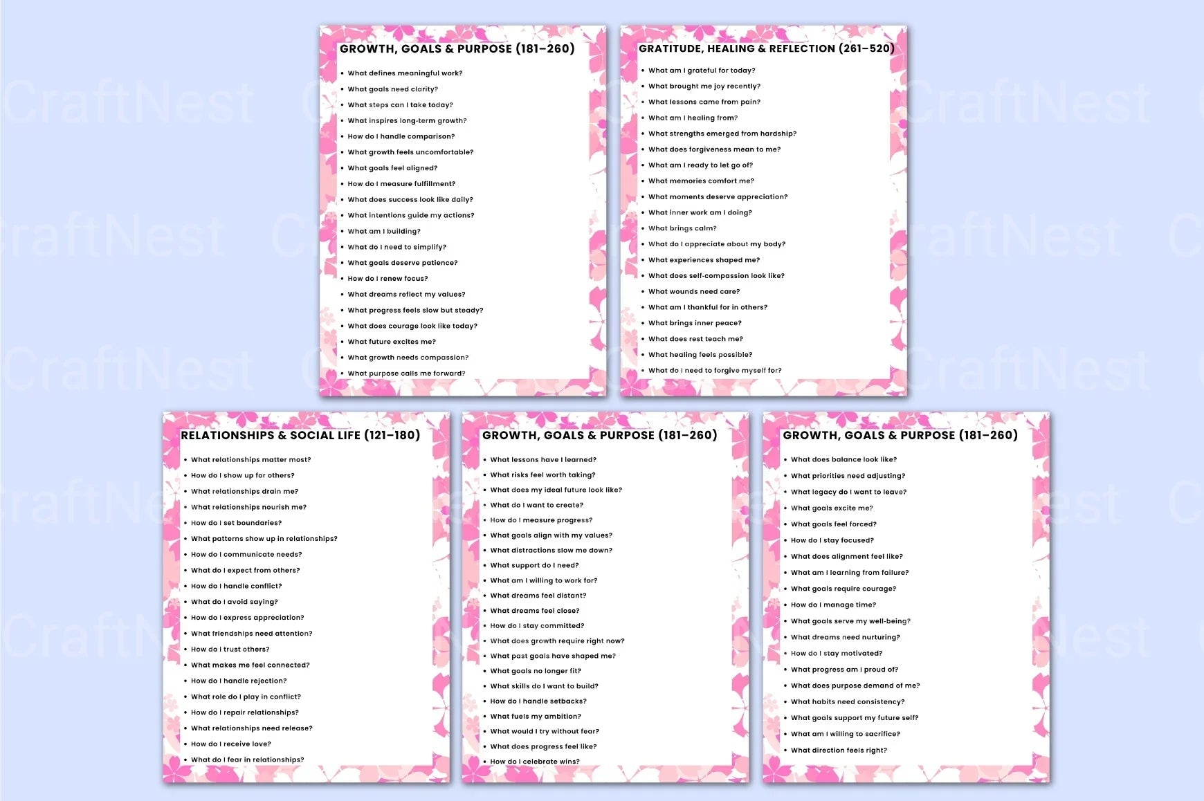 300 Self Reflection Prompts for Personal Growth - CraftNest - Digital Crafting and Art