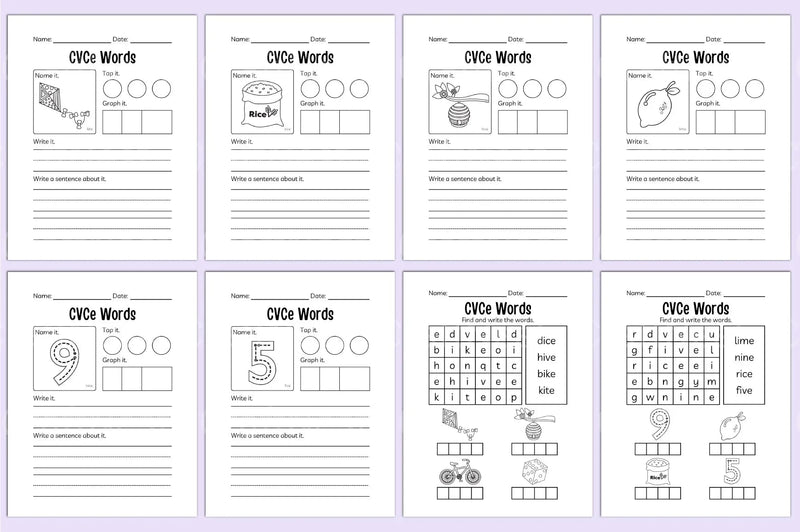 Kindergarten CVCE Workbook for Early Literacy Skills - CraftNest - Digital Crafting and Art