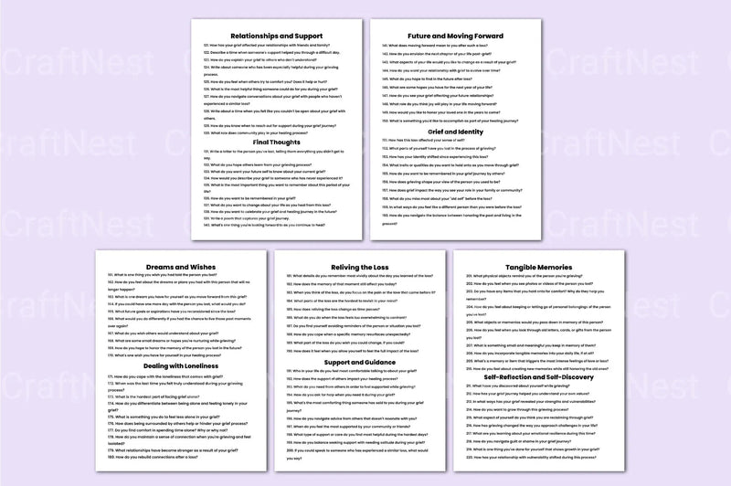 250 Grief Prompts for Healing and Reflection - CraftNest - Digital Crafting and Art