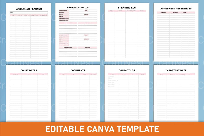 Child Custody Binder Canva Interior Template - CraftNest - Digital Crafting and Art